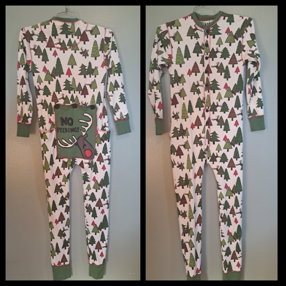 No Peeking Lazy One Christmas PJ's Long John Style Small Cotton